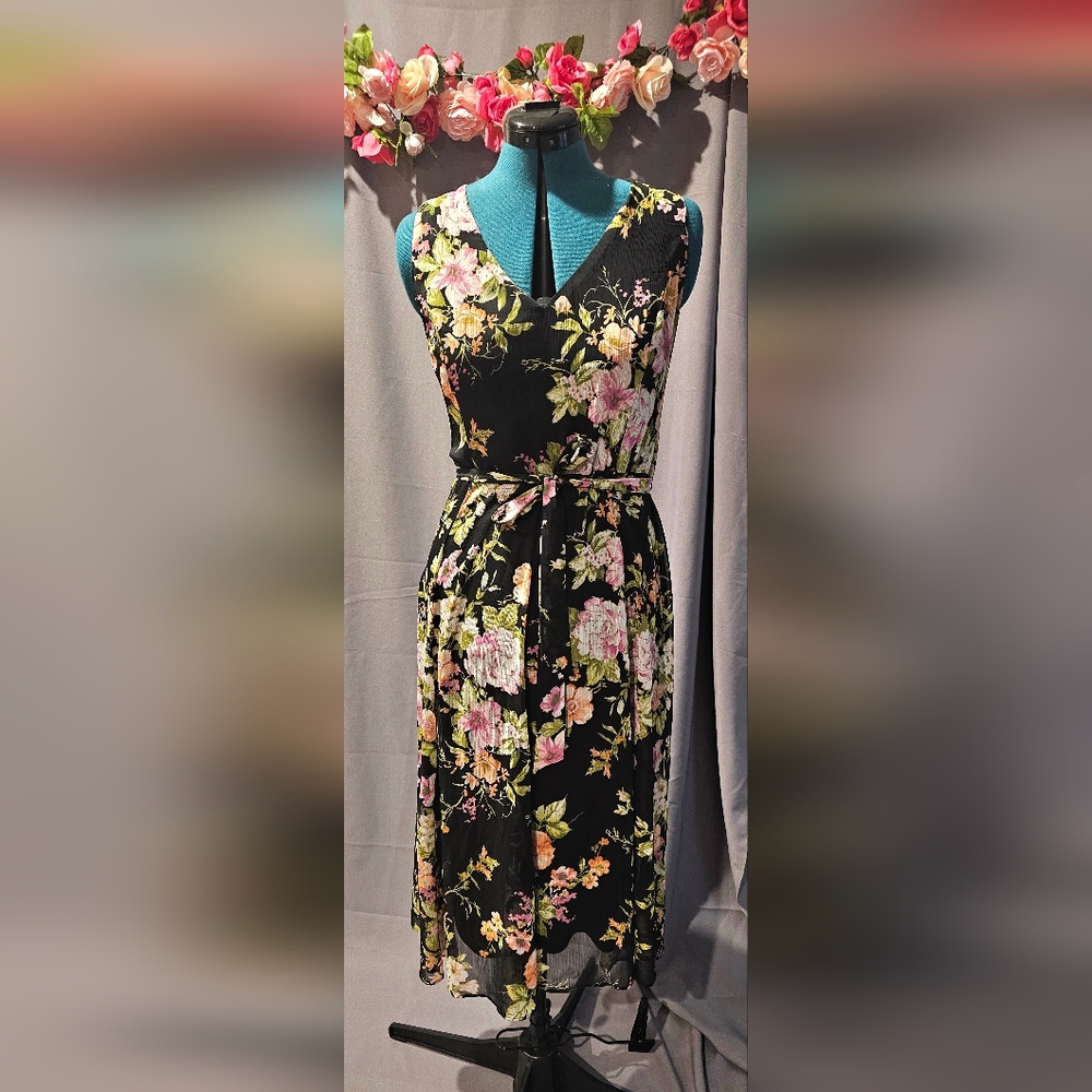 Emma & Michele Black Floral Midi Dress